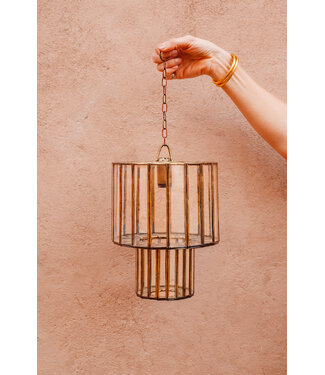 BACK SOON! Hanglamp messing en glas