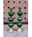 Messing resin kandelaar | Groen