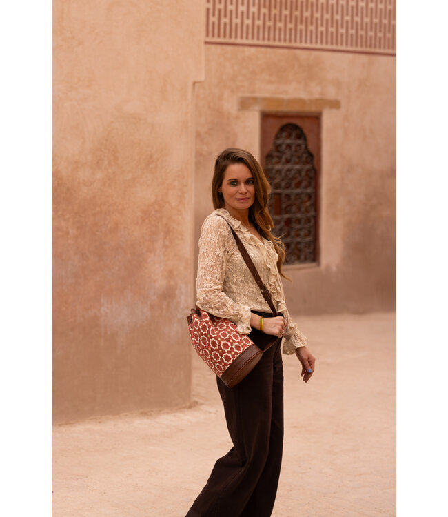 Crossbody tas brocade M | Oranje