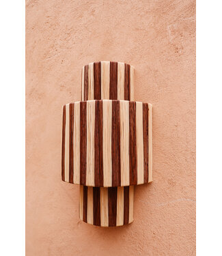 Wandlampenkap raffia bruin | 3-laags