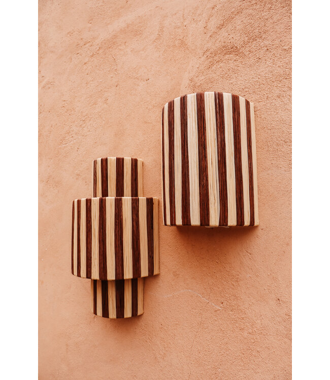 Wandlampenkap raffia bruin | 3-laags