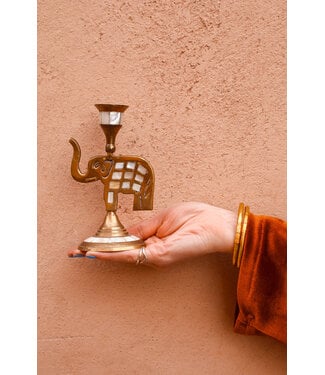 Kandelaar messing/resin | Olifant