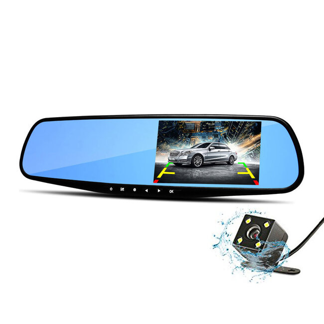 Dashcamdeal Mirror FullHD 1080p 2CH Dual Blue dashcam
