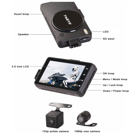 Cámaras para Moto DVR Dash Cam Moto One Thieye 1080P