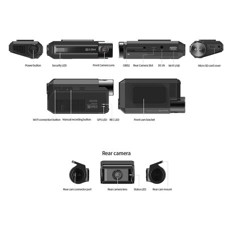 Caméra 170 Degrés Dash Cam 4K WiFi GPS Range Tour + Carte Mémoire