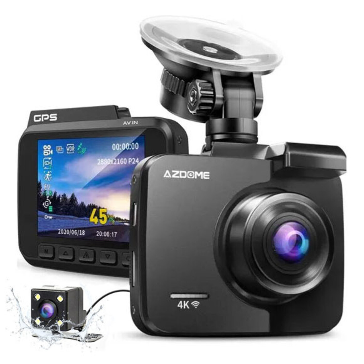 V53 4K Dash Cam Front and Rear Dual Dash Cameras for AZDOME GS63H Recorder  Full HD 170 Wide Angle WiFi GPS Backup Camera Supports 128G TF Card -  Snatcher