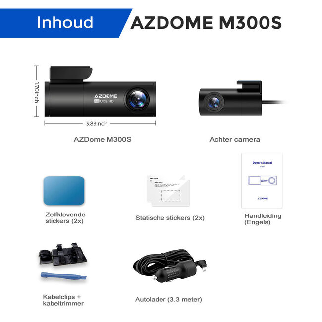 AZDome M300S 4K 2CH Dual Wifi GPS dashcam - Dashcamdeal | Europe's ...