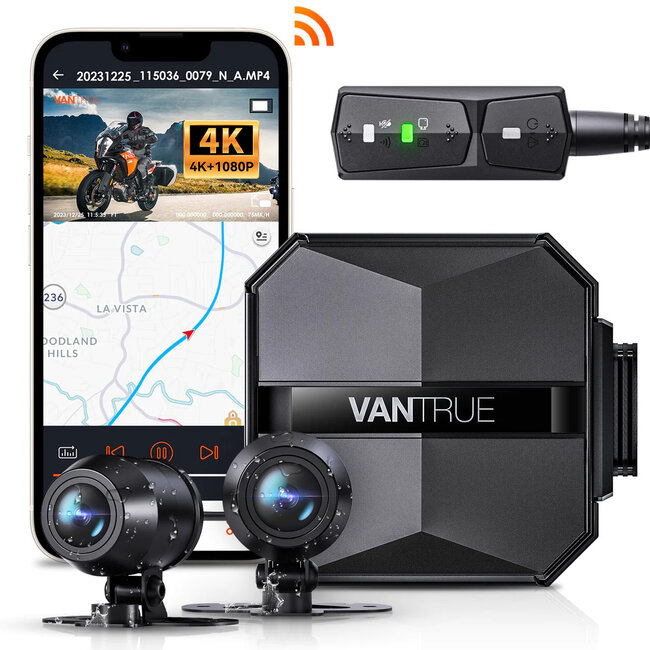 Vantrue Vantrue F1 4K Dual Wifi GPS Motorcycle dashcam
