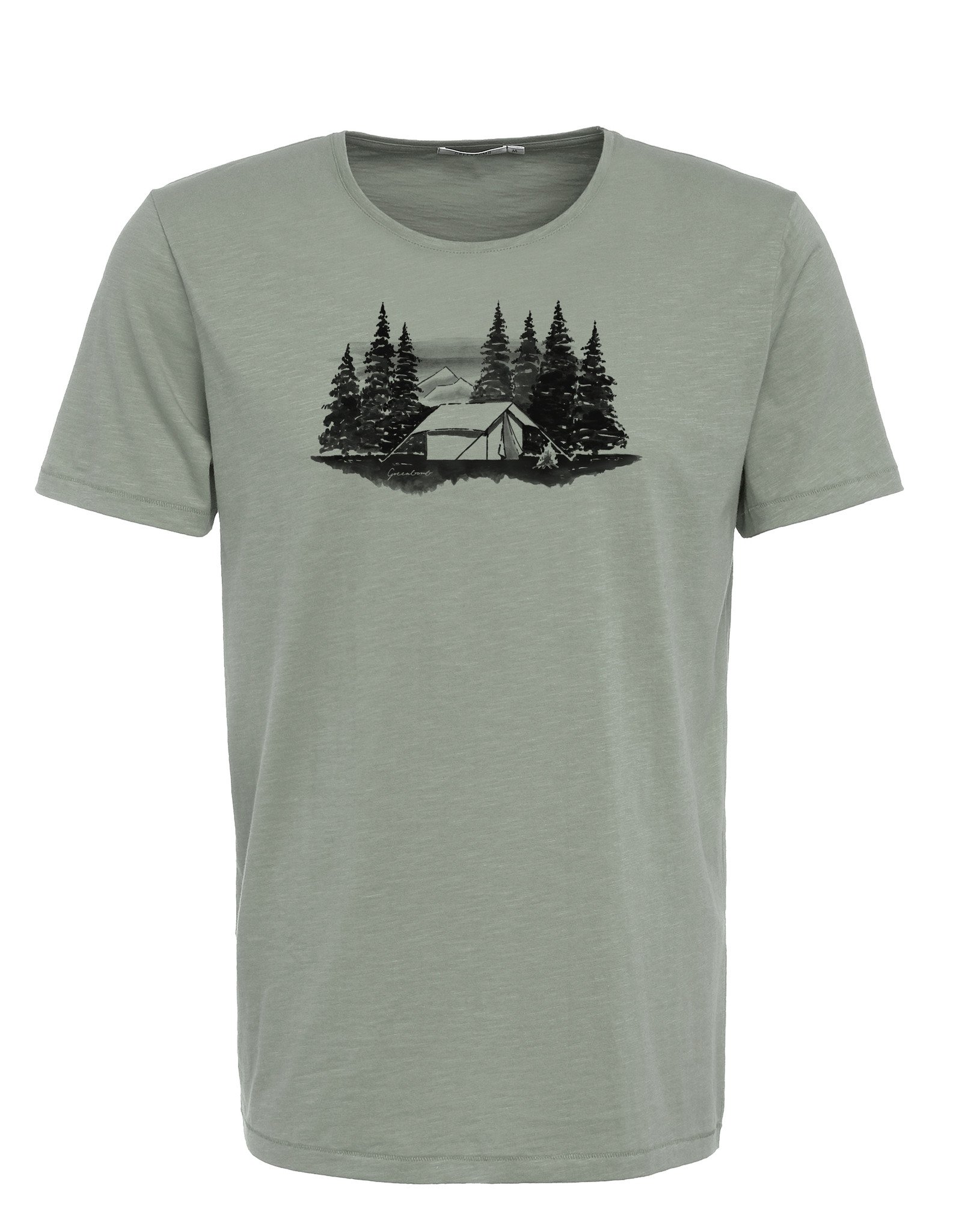 Greenbomb T-SHIRT NATURE CAMP MOUNTAINS OLIVE