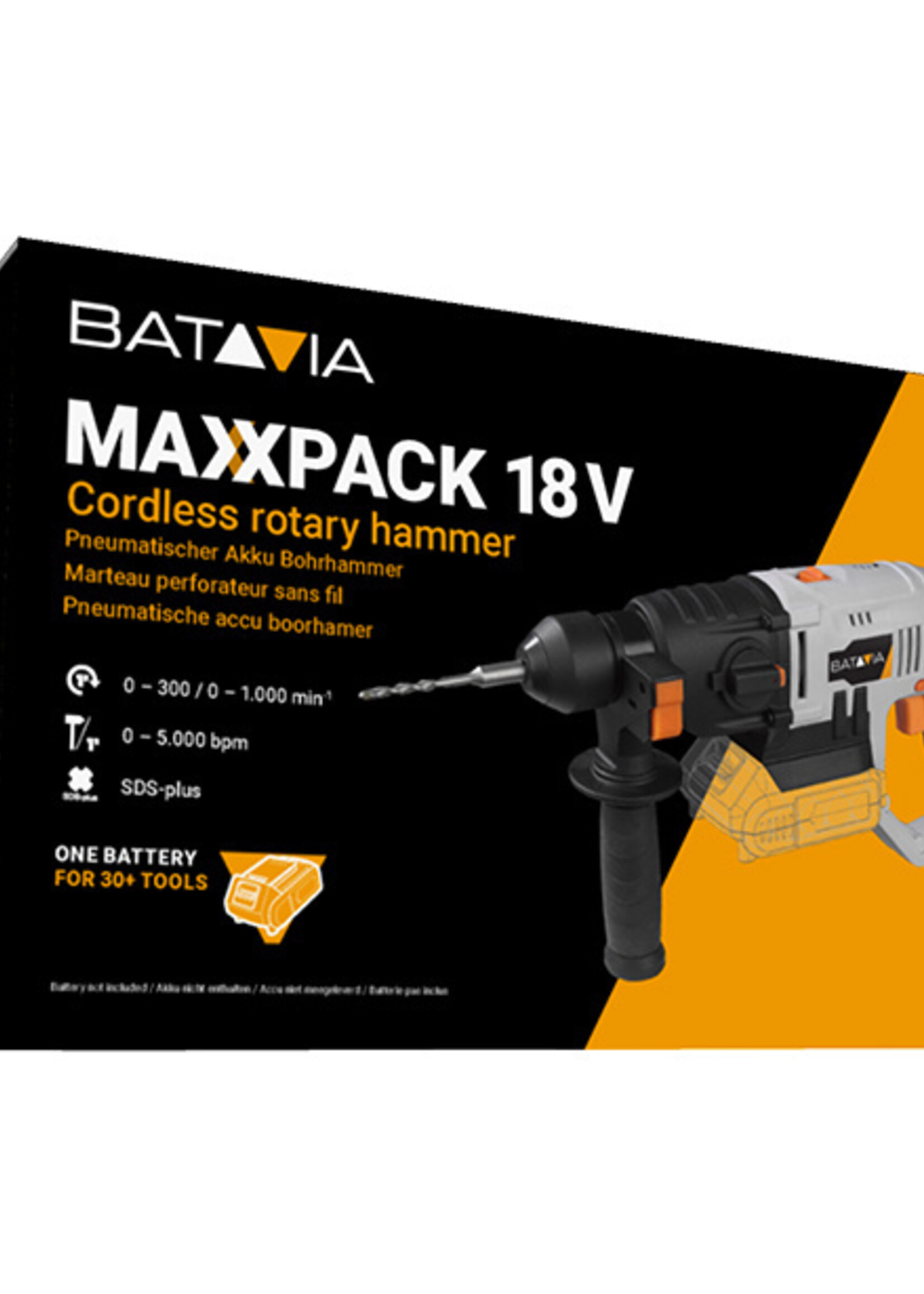 Batavia Akku-Bohrhammer - SDS Plus - 18V | Exkl. Akku und Ladegerät | MaxxPack Akku-Plattform