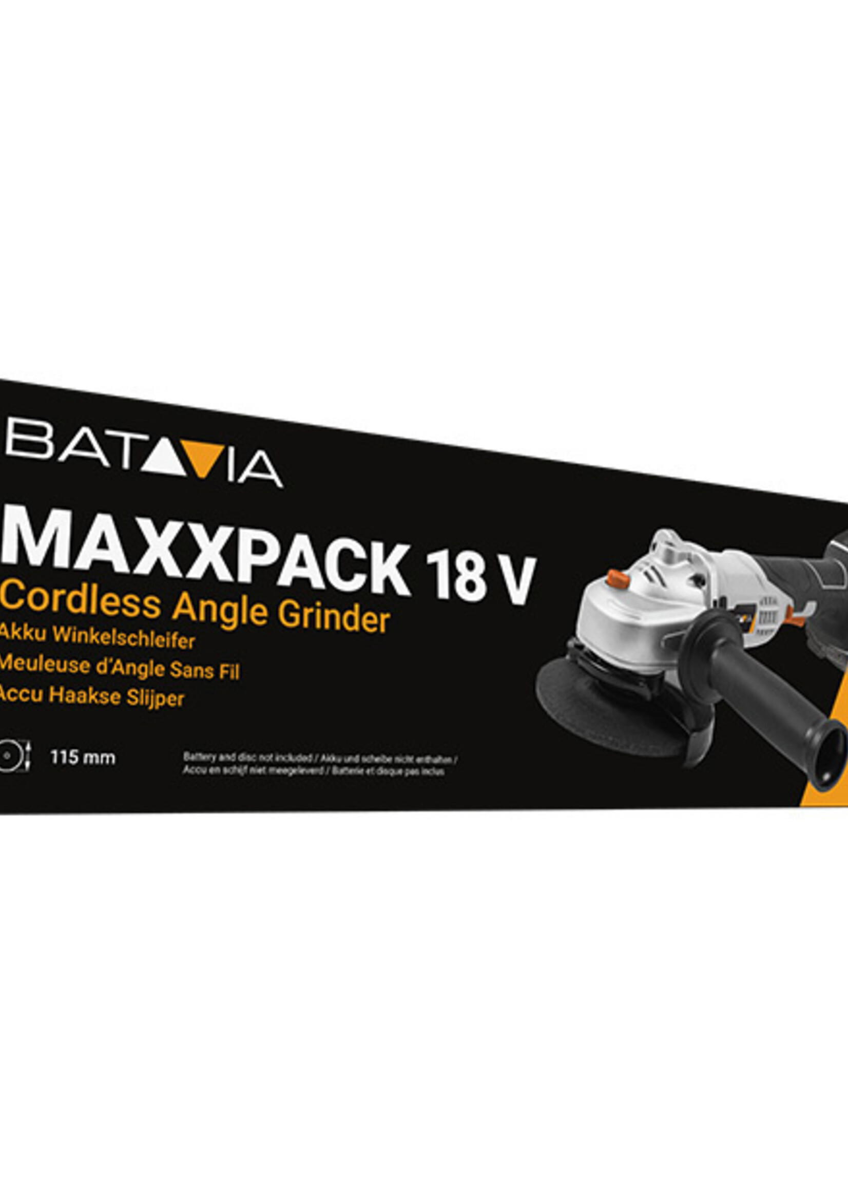 Batavia Akku-Winkelschleifer - 18V | Exkl. Akku und Ladegerät | MaxxPack Akku-Plattform