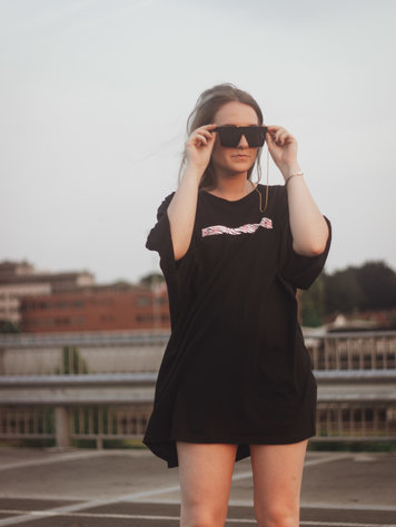 YOU ARE SPECIAL "Optimism" Black T-shirt Dress