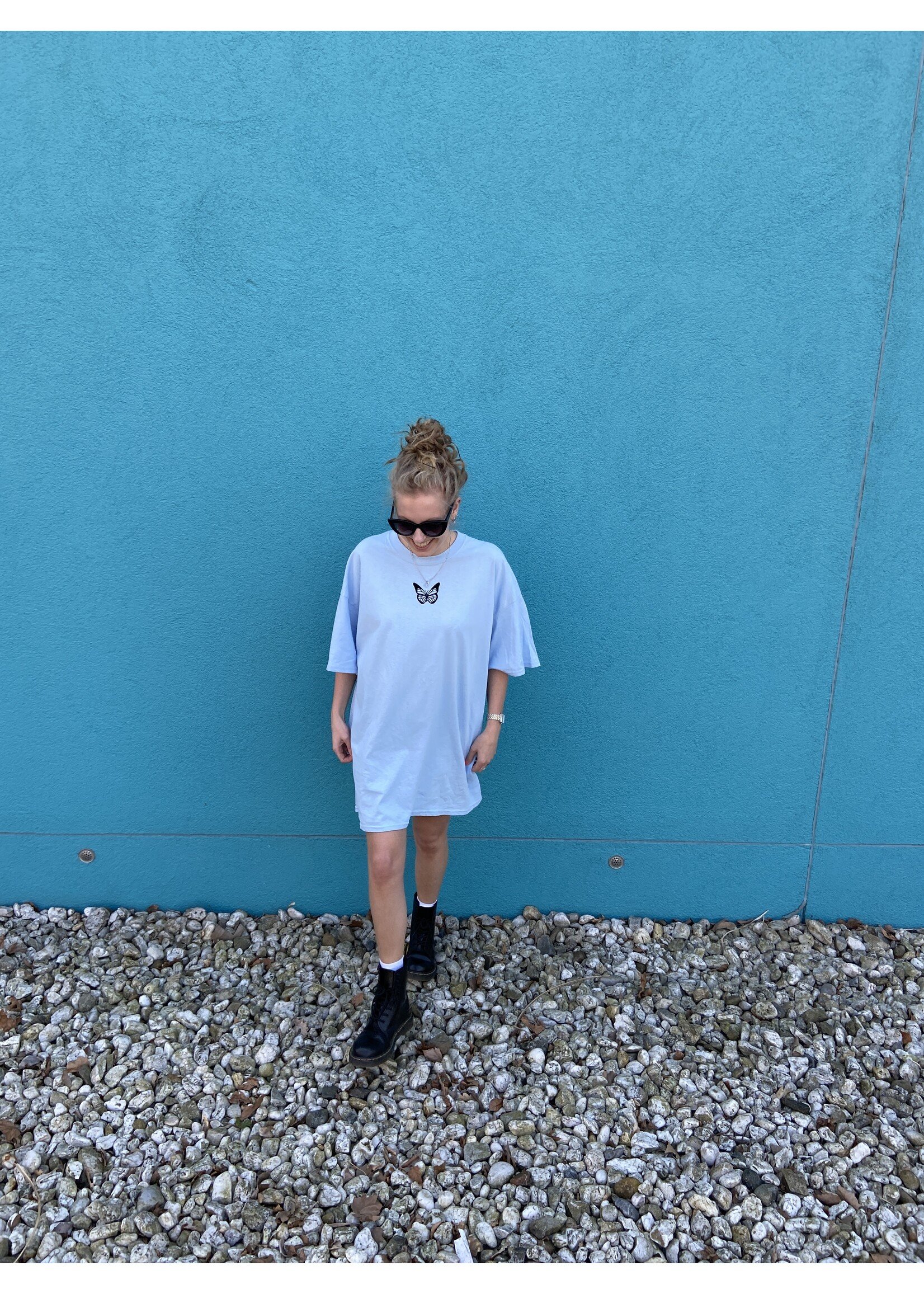 YOU ARE SPECIAL " Butterfly" Light Blue T-Shirt Dress