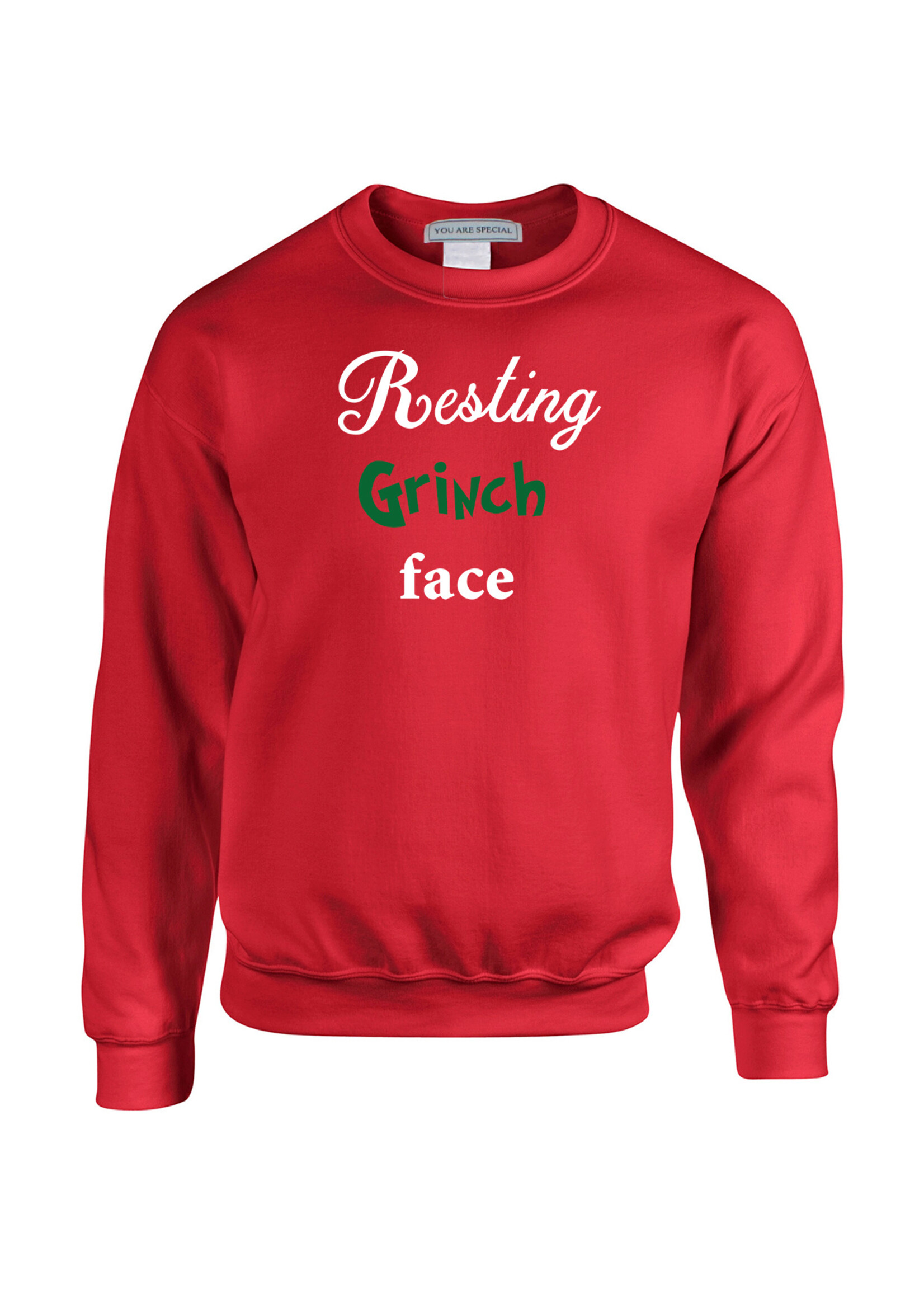 YOU ARE SPECIAL "Resting Grinch Face" Red Sweater