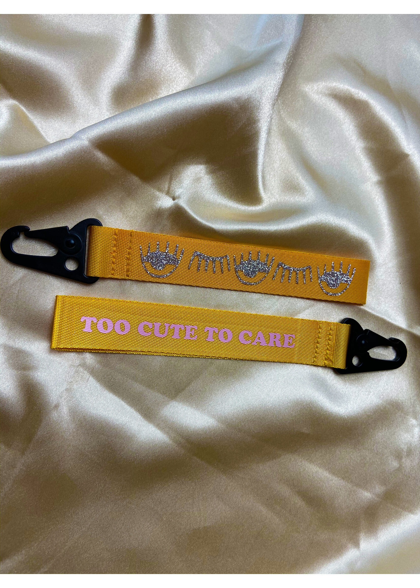 YOU ARE SPECIAL "TOO CUTE TO CARE" Yellow Keychain