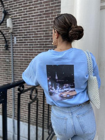 YOU ARE SPECIAL "NYC" Light Blue Sweater