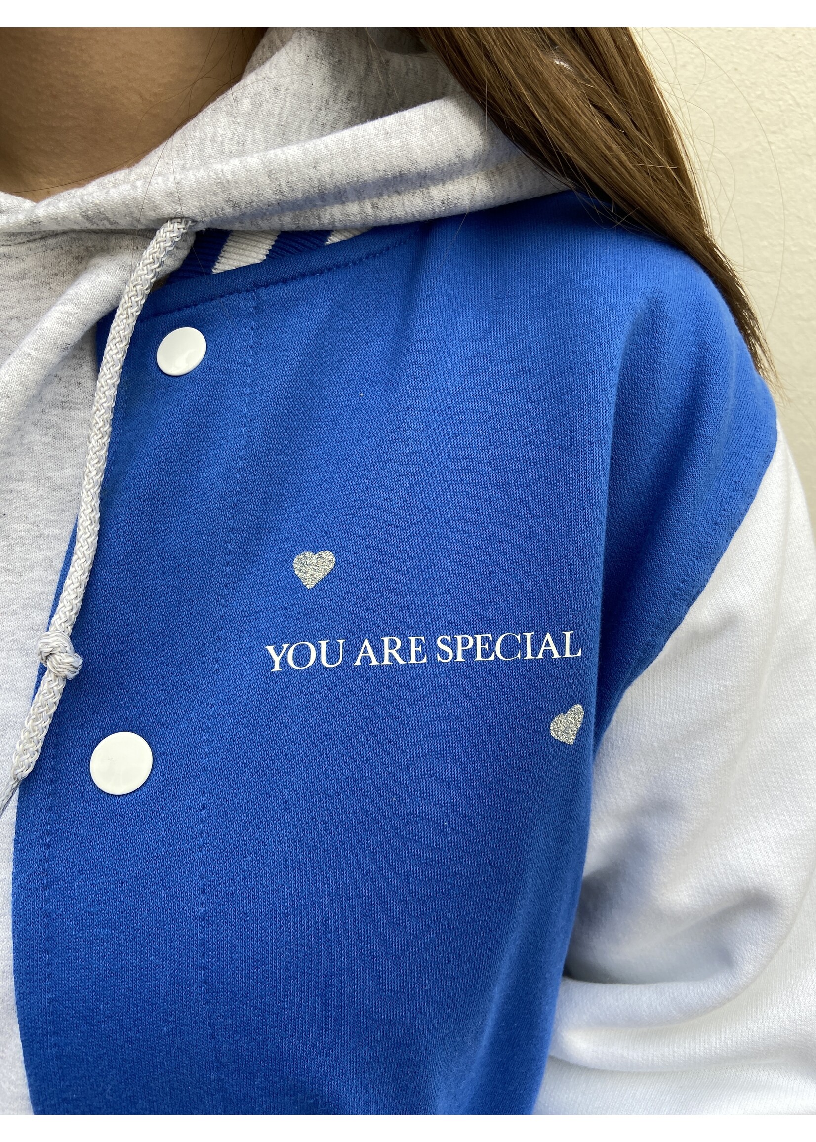 YOU ARE SPECIAL ''So Special Prints'' Blue Baseball Jacket