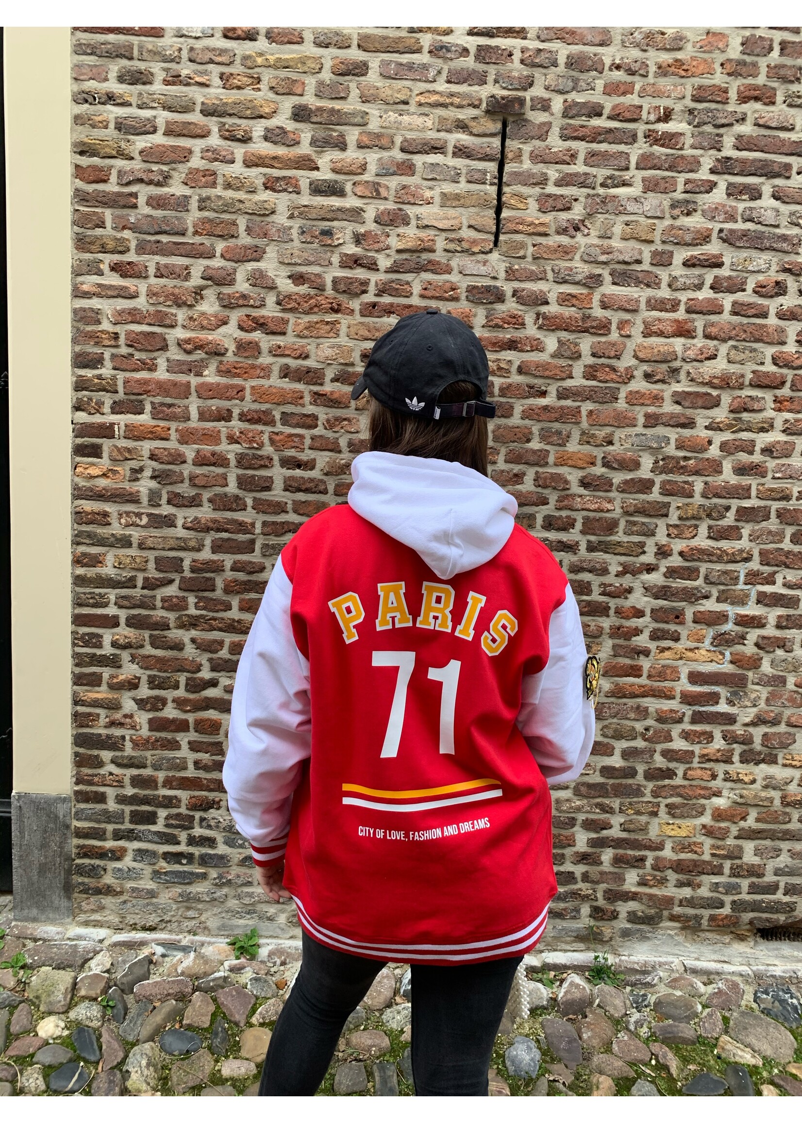 YOU ARE SPECIAL "Paris" Red Baseball Jacket