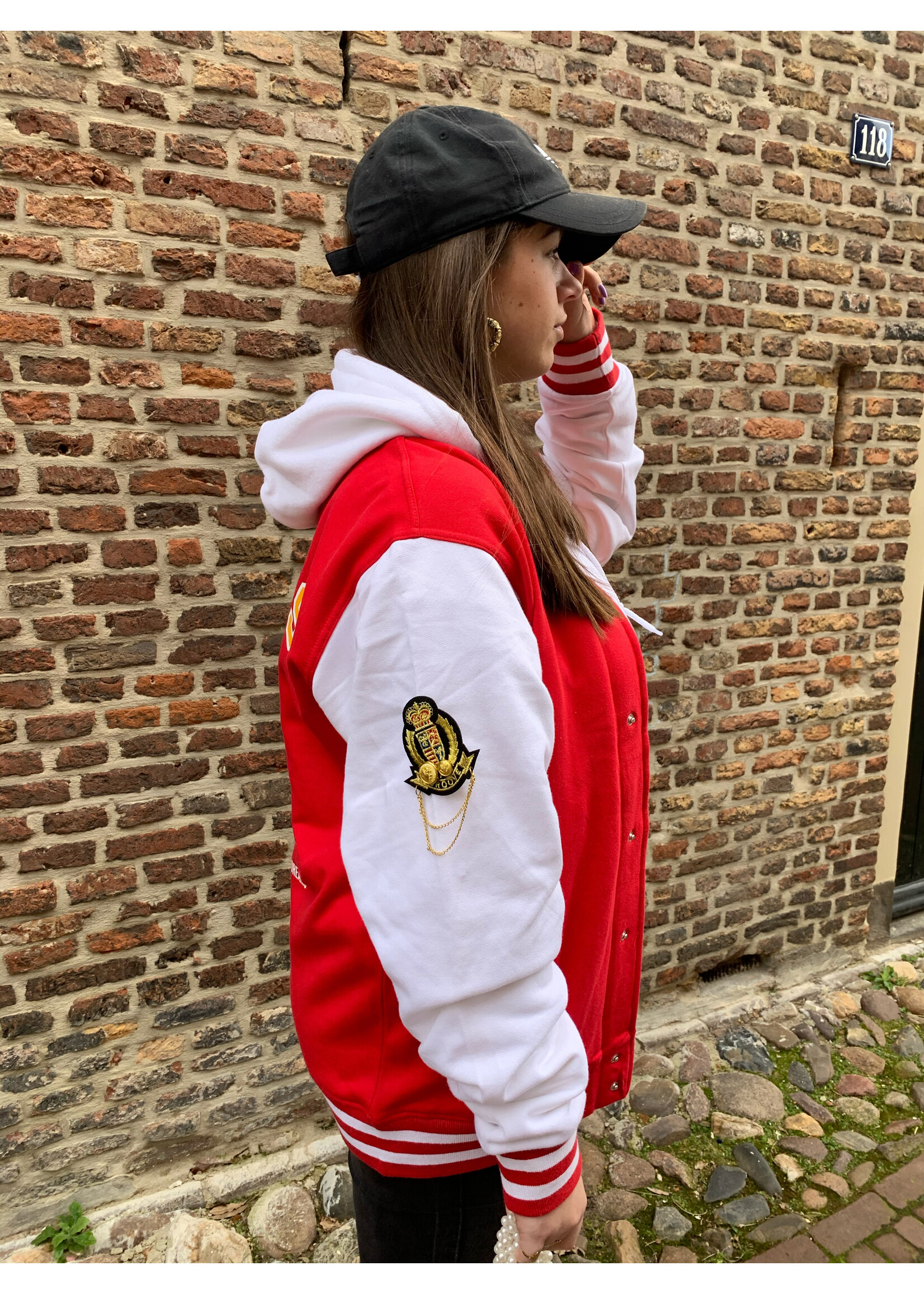 YOU ARE SPECIAL "Paris" Red Baseball Jacket