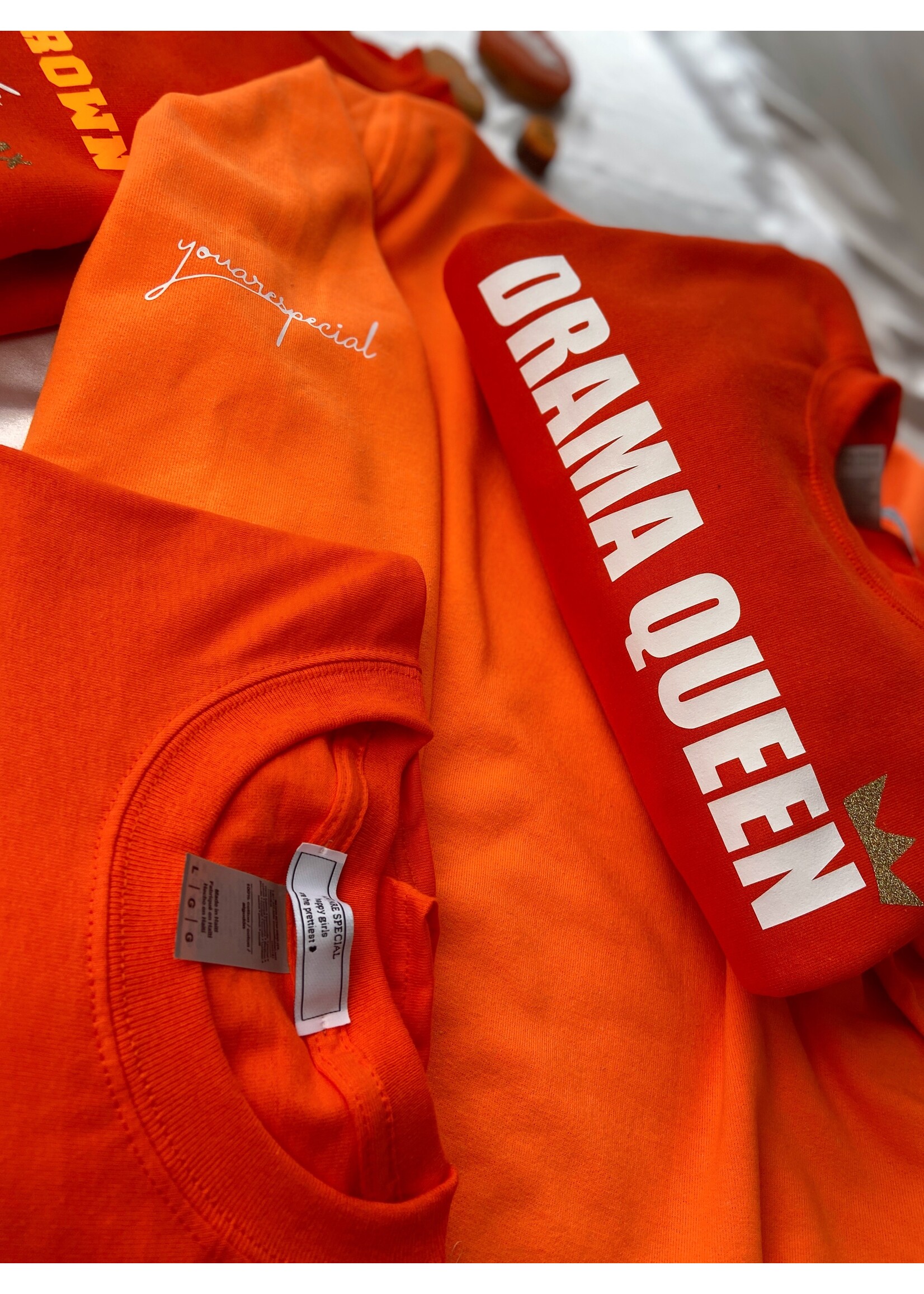 YOU ARE SPECIAL "Drama Queen" Orange Sweater