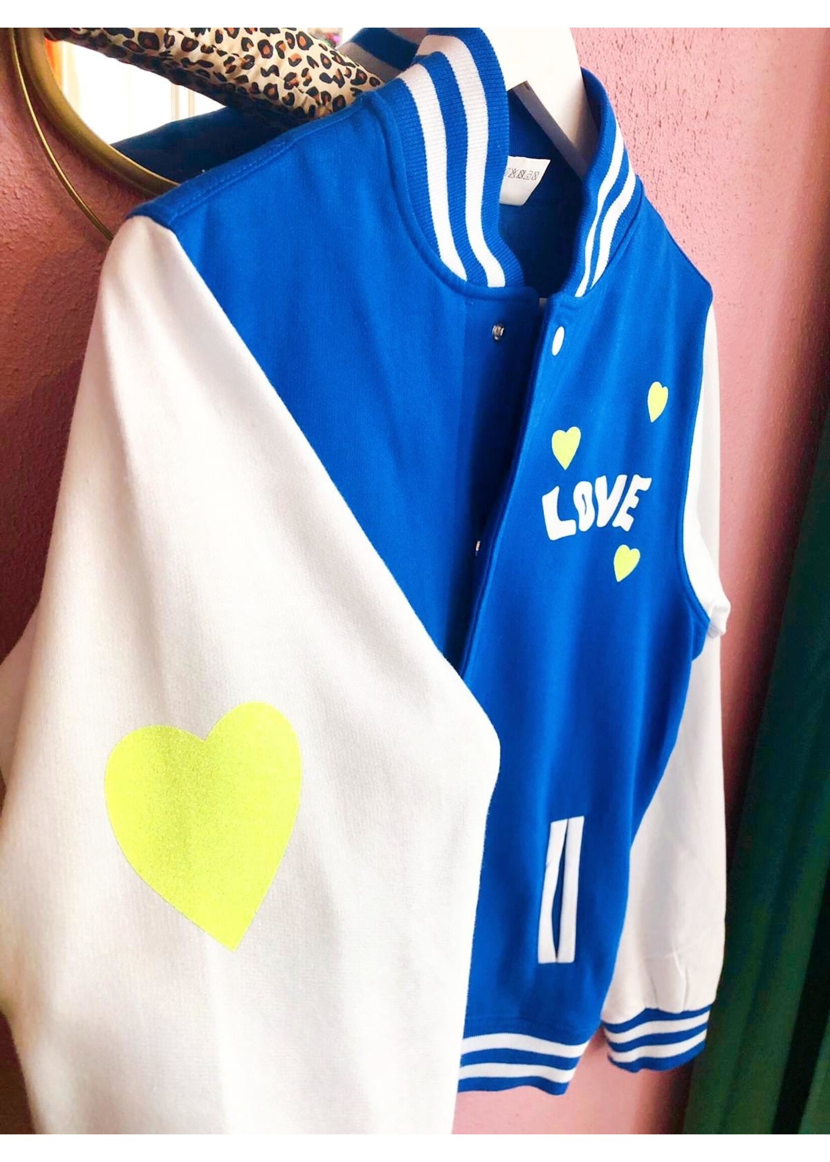YOU ARE SPECIAL "Love Is Blind" Blue Baseball Jacket