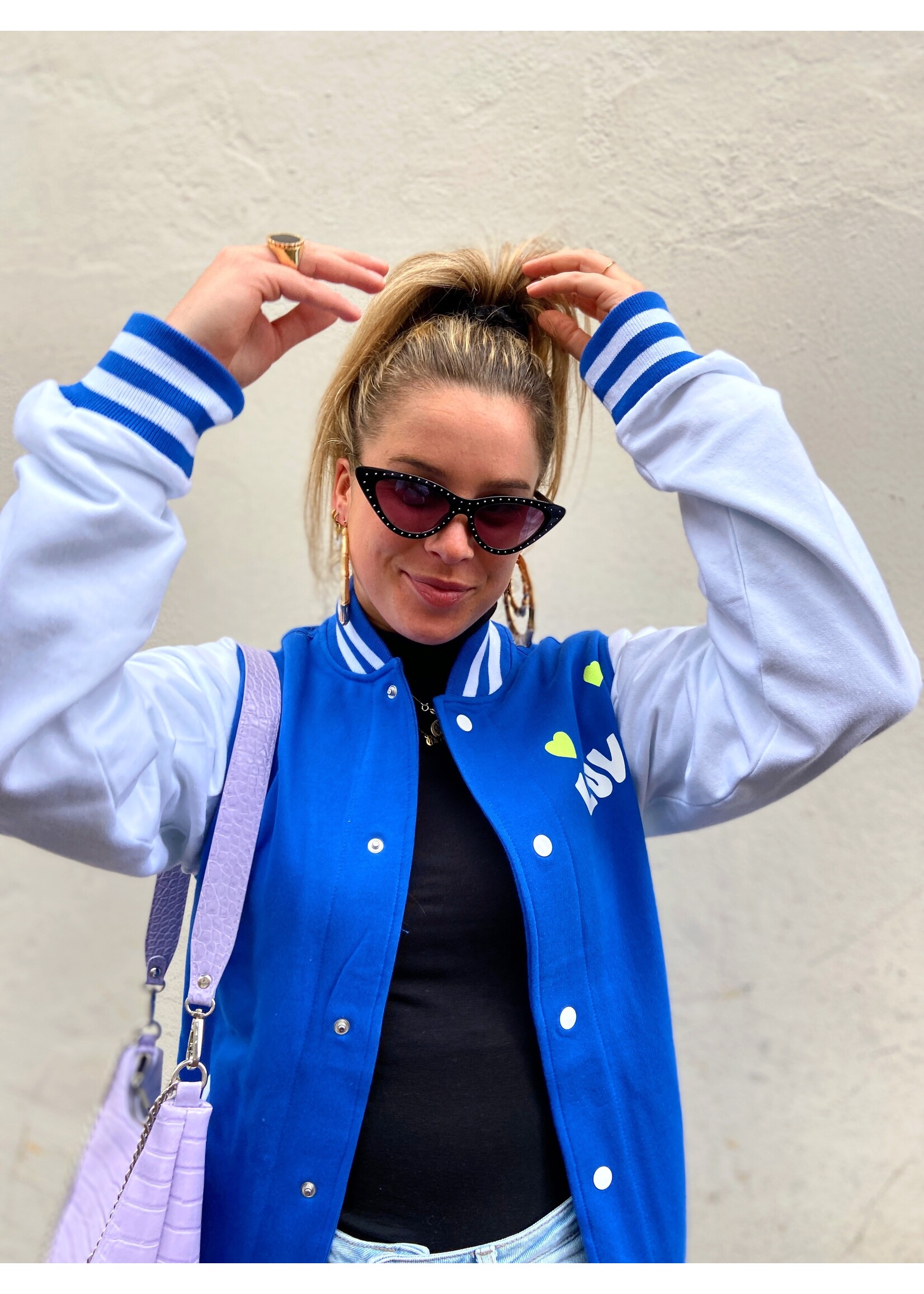 YOU ARE SPECIAL "Love Is Blind" Blue Baseball Jacket