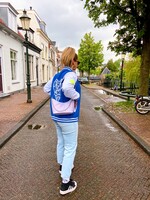 YOU ARE SPECIAL "Love Is Blind" Blue Baseball Jacket