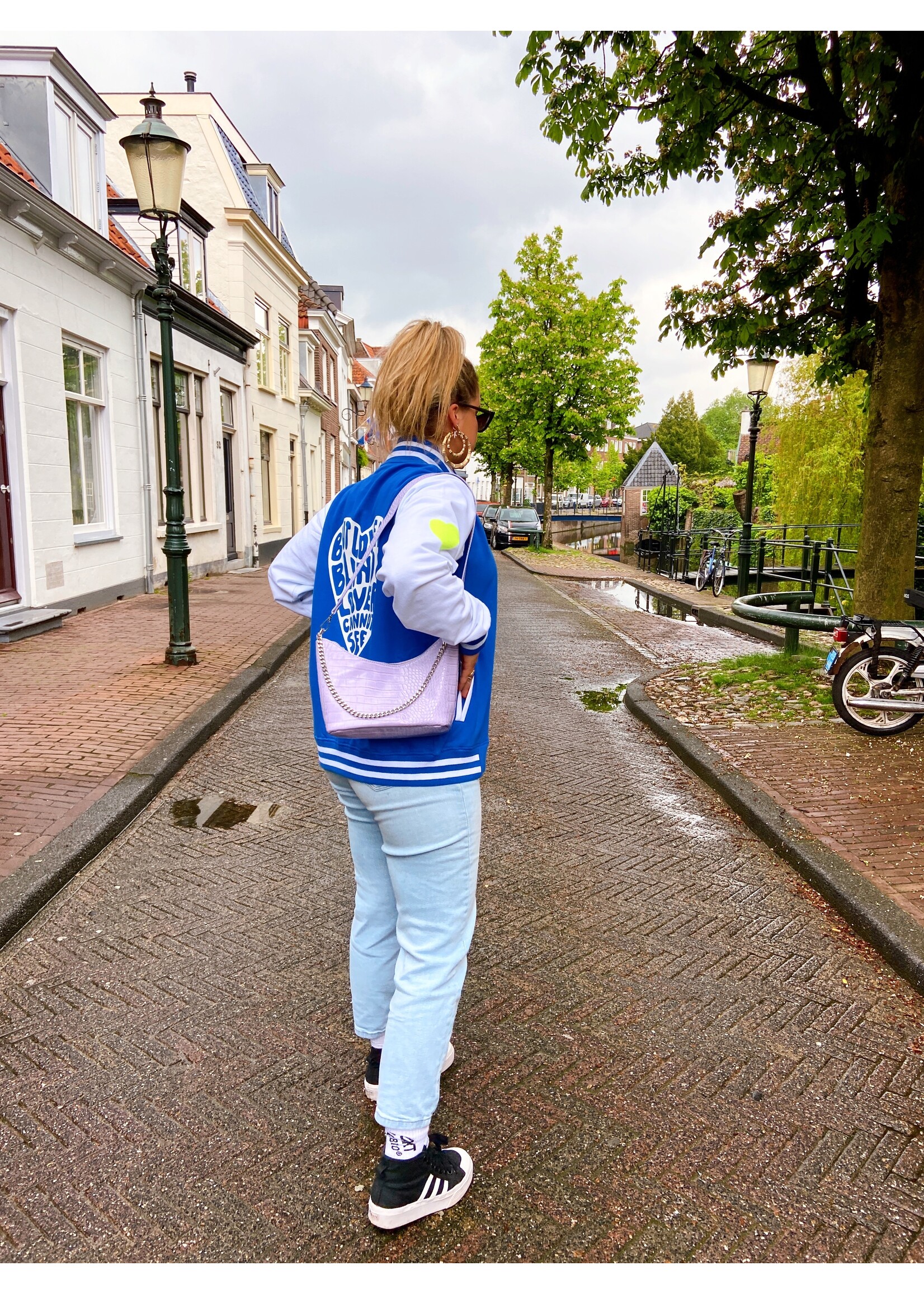 YOU ARE SPECIAL "Love Is Blind" Blue Baseball Jacket