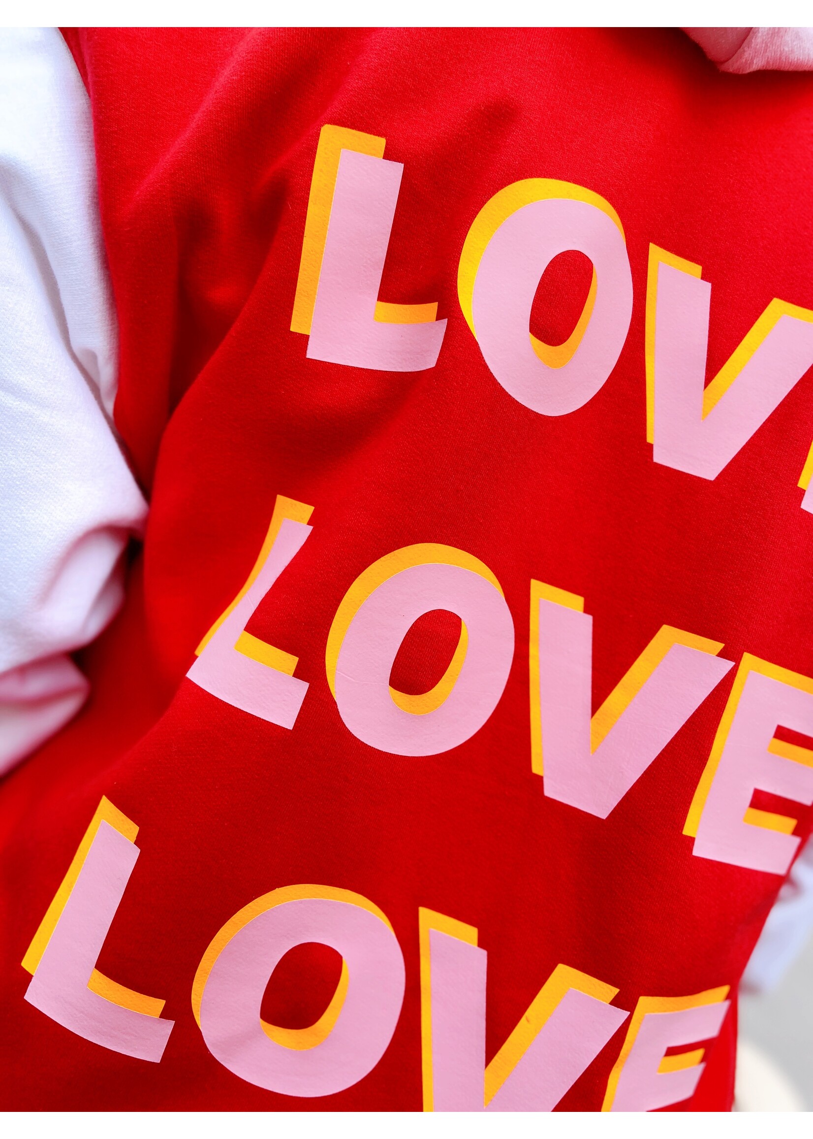 YOU ARE SPECIAL "Love Love Love" Red Baseball Jacket