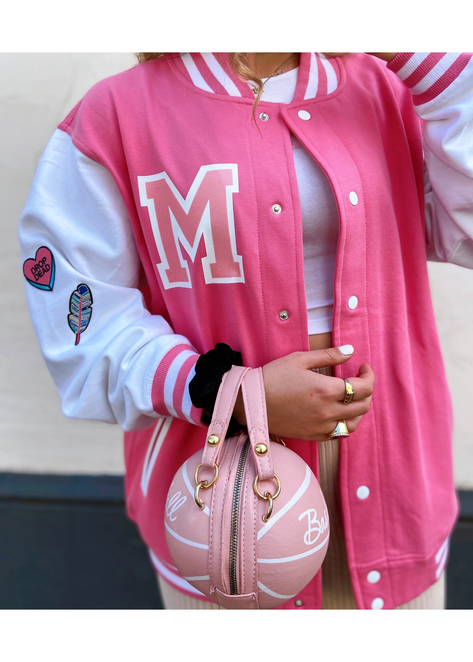 YOU ARE SPECIAL "No Time For Bullshit" Pink Baseball Jacket
