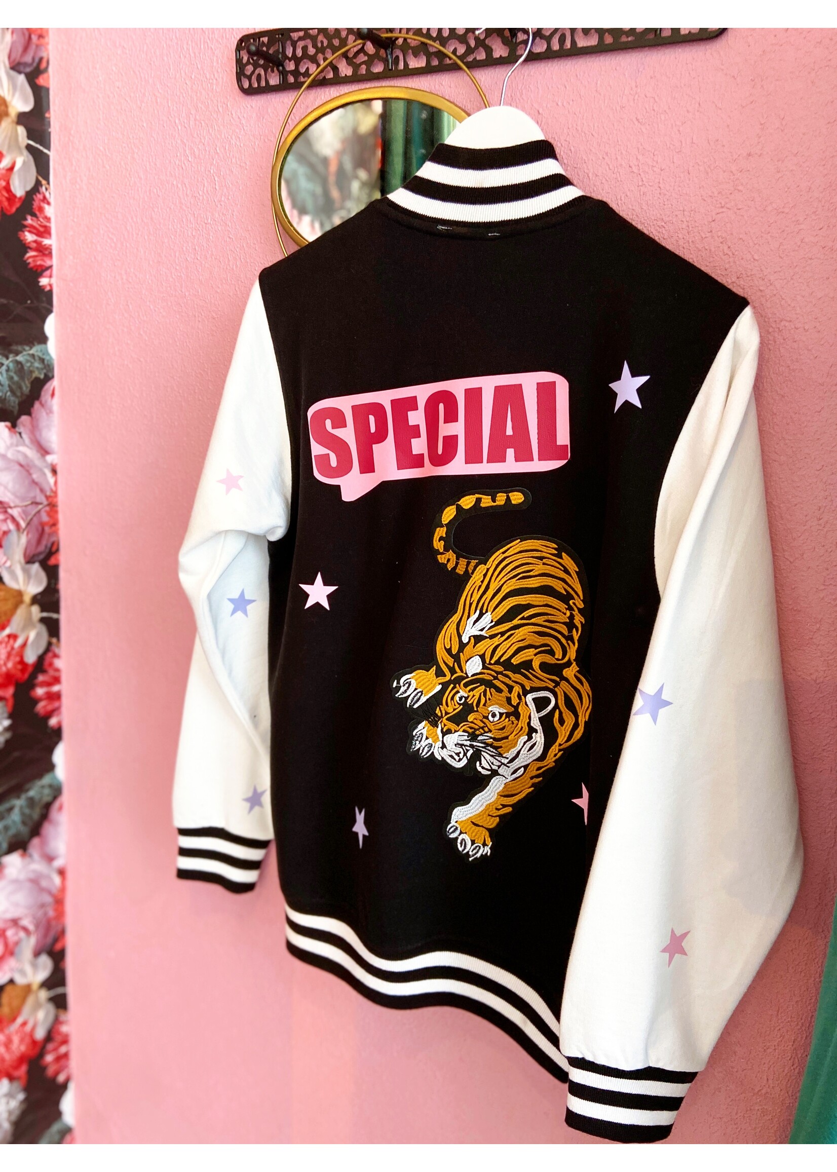 YOU ARE SPECIAL "Special Stars" Black Baseball Jacket