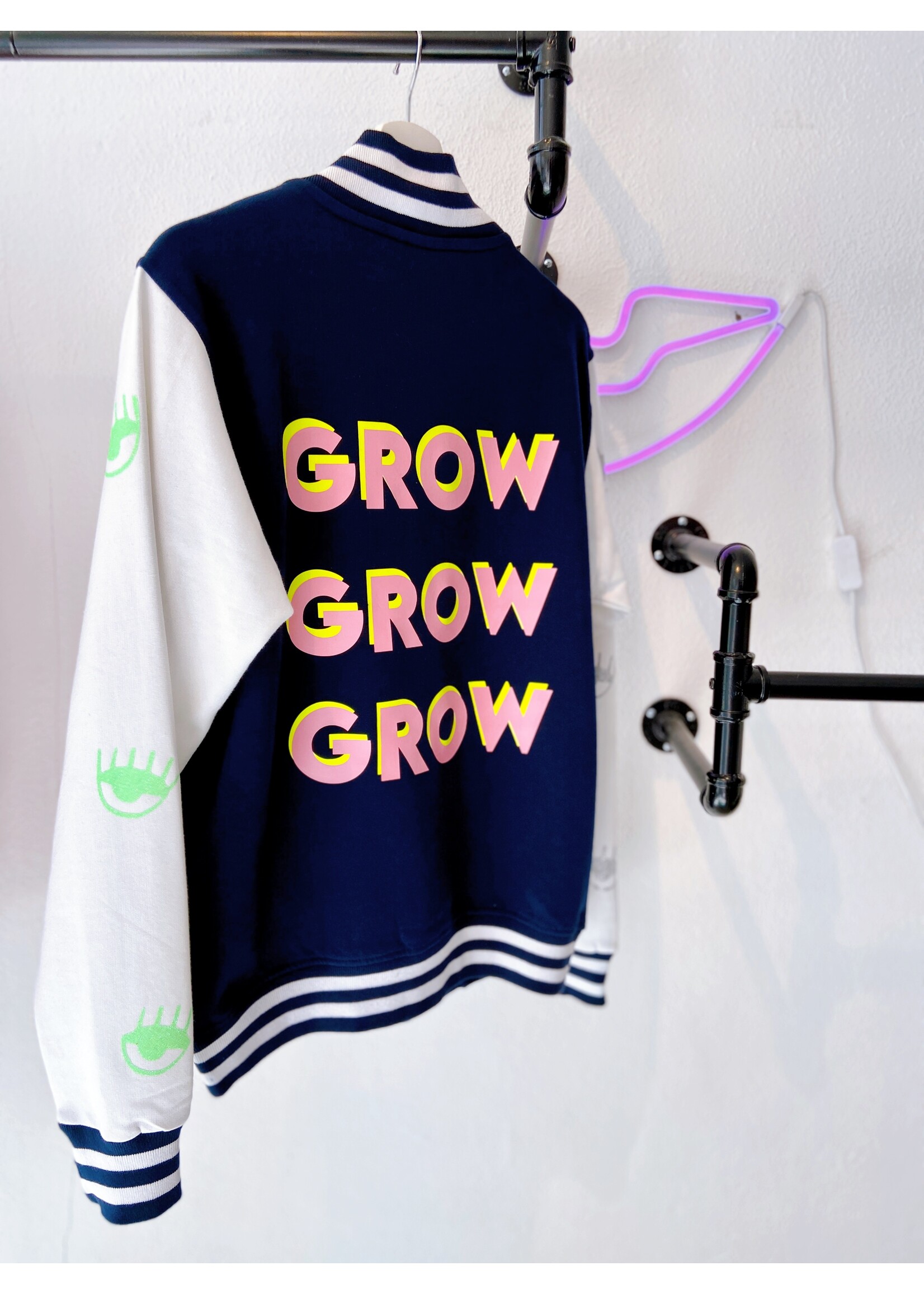 YOU ARE SPECIAL ''GROW'' Dark Blue Baseball Jacket