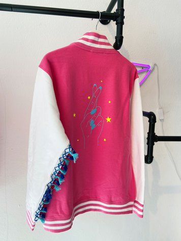 YOU ARE SPECIAL ''Fingers Crossed'' Pink Baseball jacket (ibiza edition)