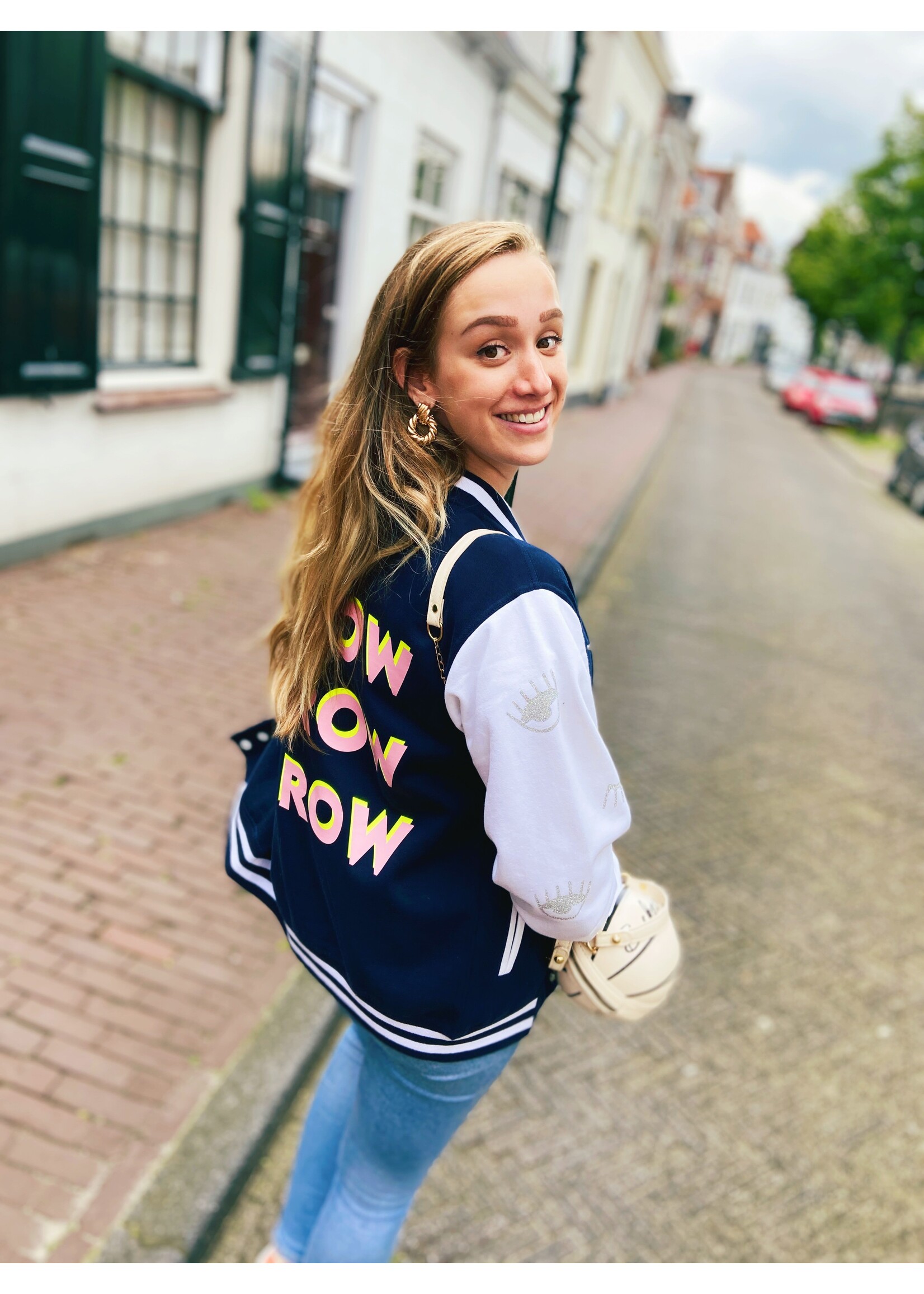 YOU ARE SPECIAL ''GROW'' Dark Blue Baseball Jacket