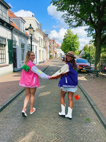 YOU ARE SPECIAL ''Green feather'' Pink Baseball Jacket (ibiza edition)
