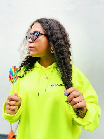 YOU ARE SPECIAL ''SMILEY'' Neon yellow Hoodie Dress