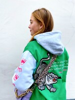 YOU ARE SPECIAL ''PINK EYES'' Green Baseball Jacket