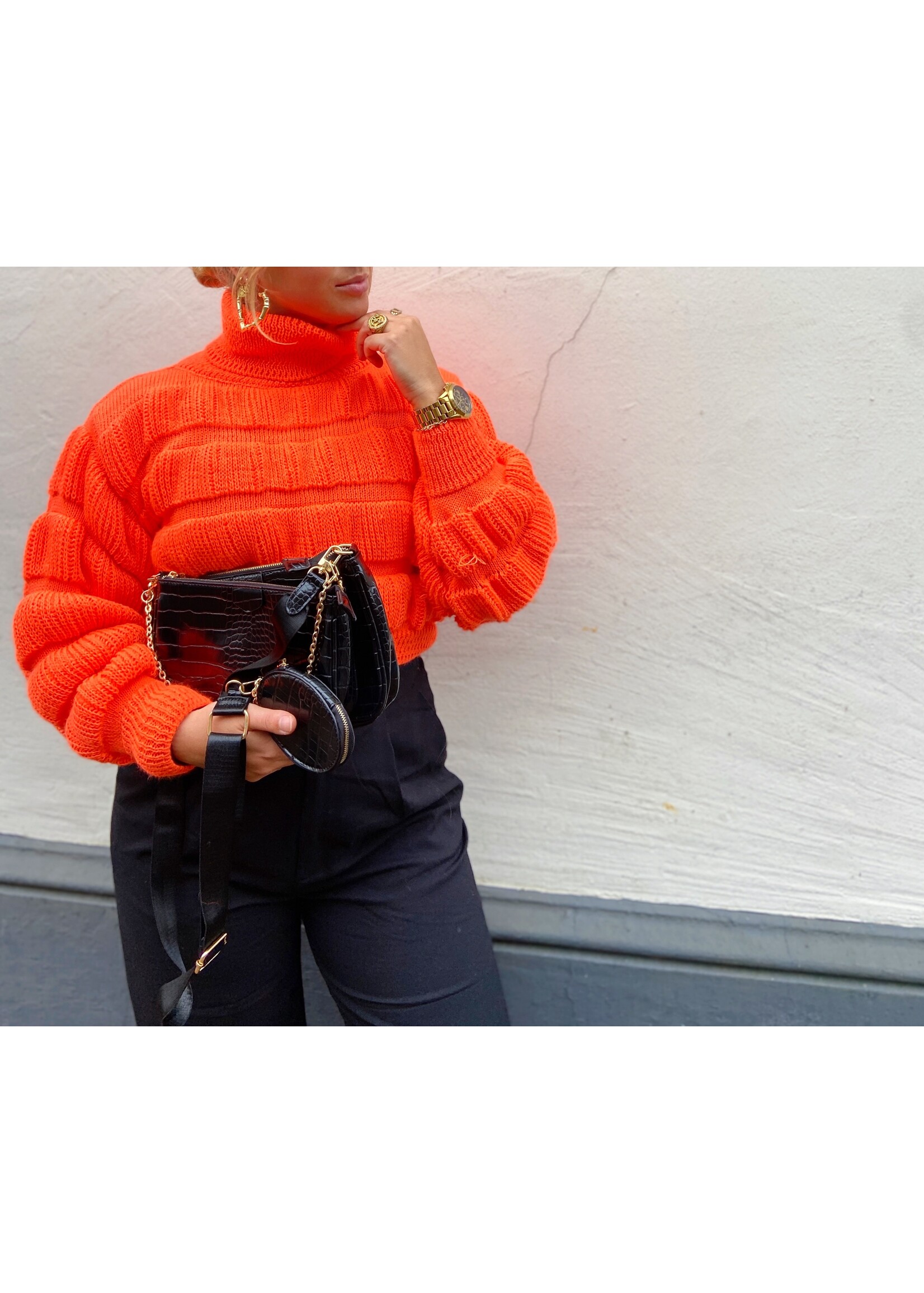 YOU ARE SPECIAL "Mila" Neon Orange Cropped Sweater