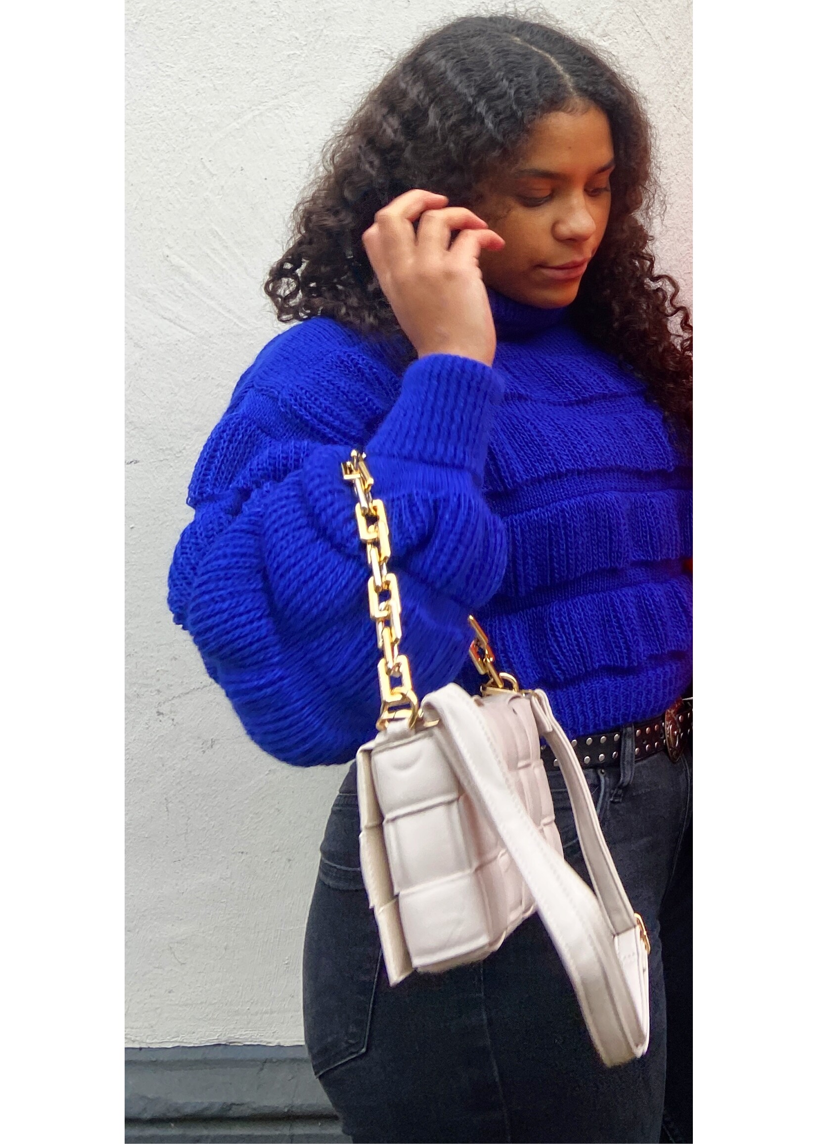 YOU ARE SPECIAL "Mila" Cobalt Blue Cropped Sweater