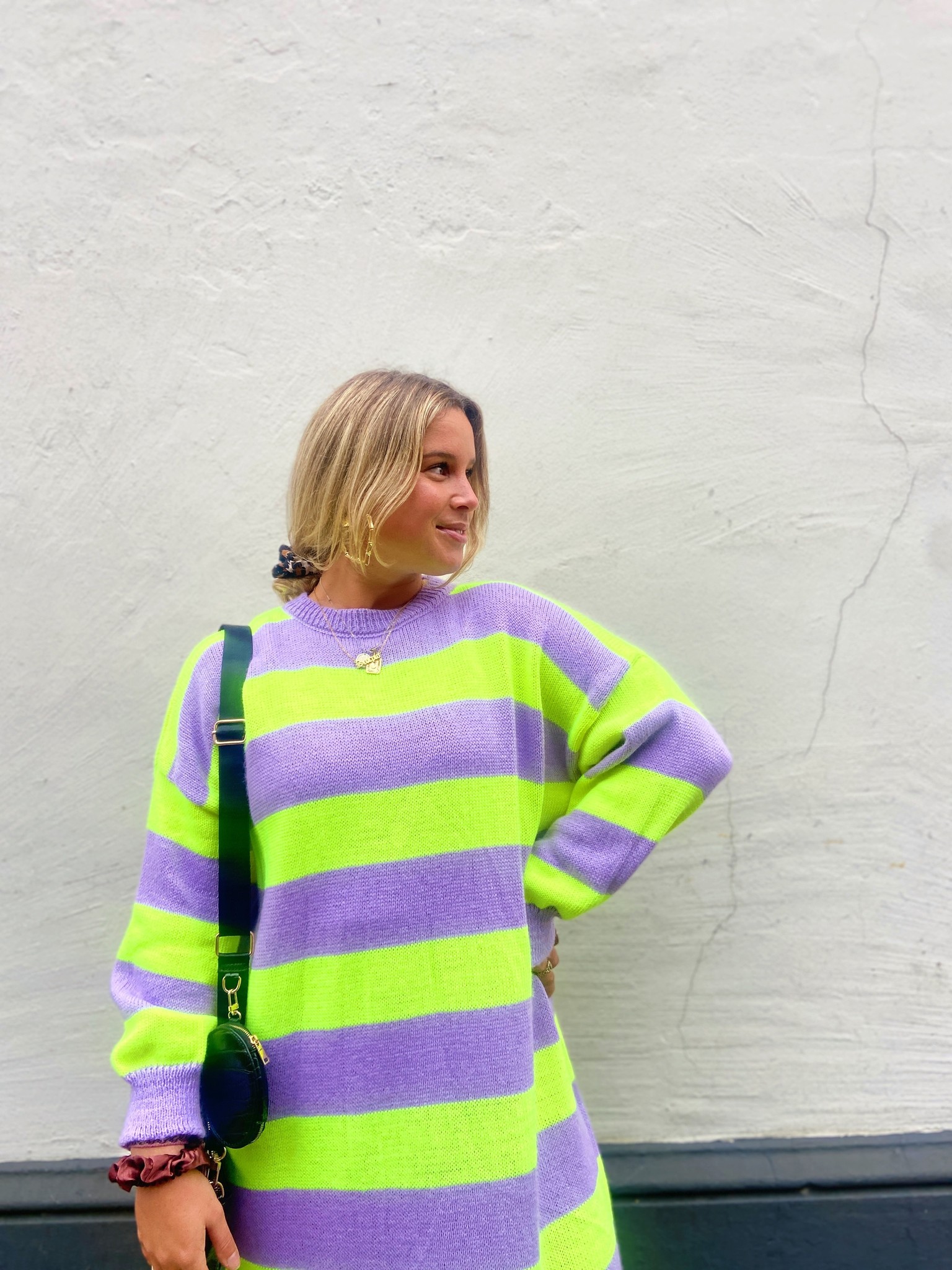 STRIPED LONG SWEATER DRESS 