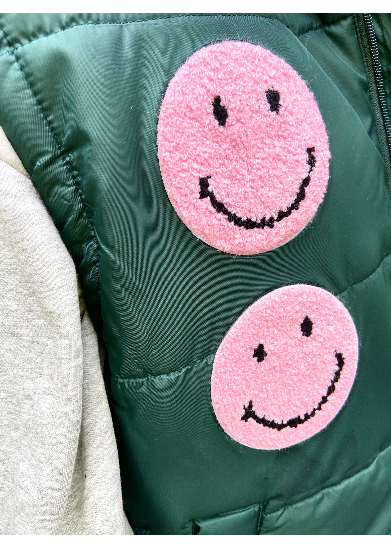 YOU ARE SPECIAL "PINK SMILEY" Dark green Bodywarmer