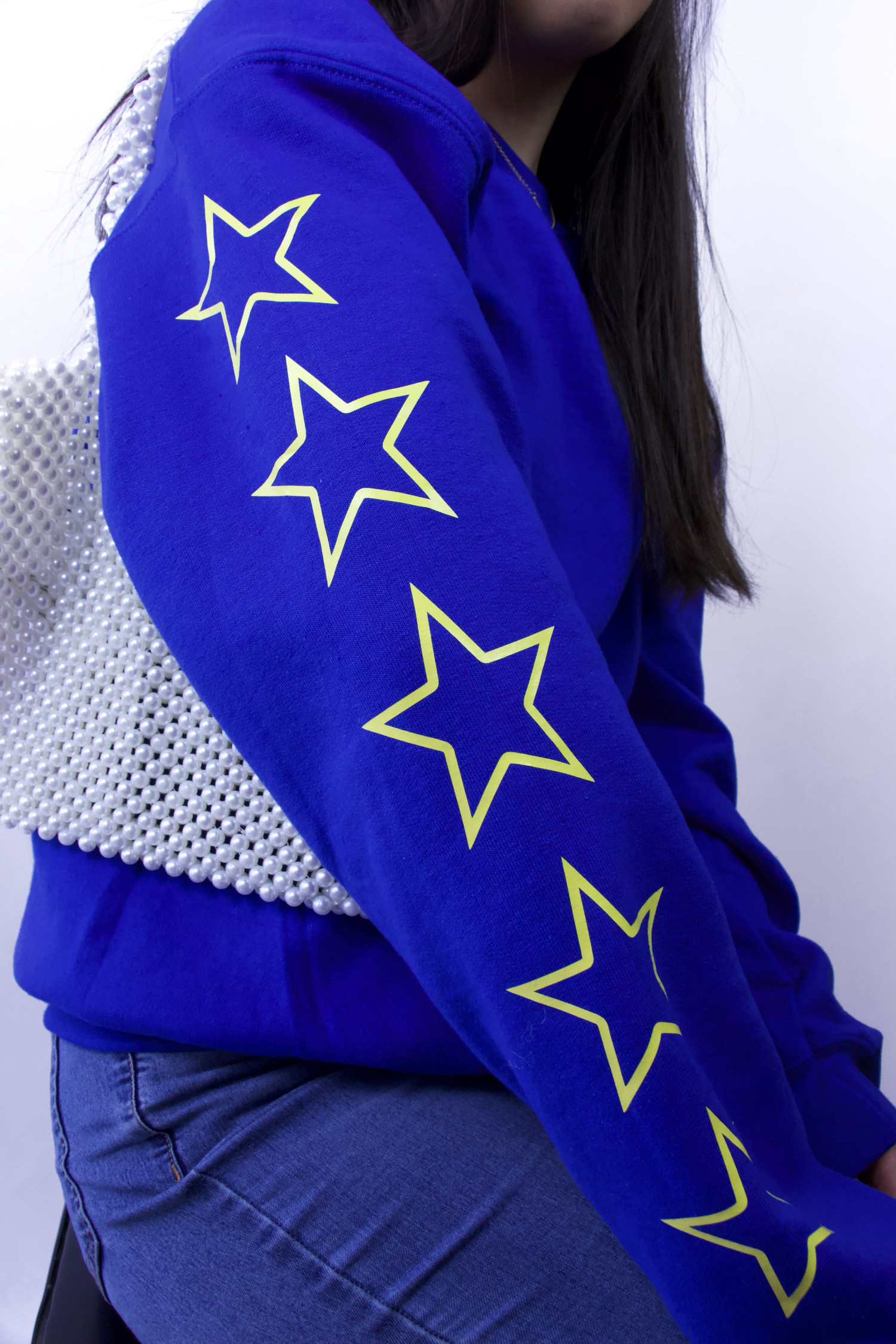licentie Sandy onderwerpen Outline" Blue Sweater | oversized sweater met sterren | FASHIONABLE - You  Are Special NL