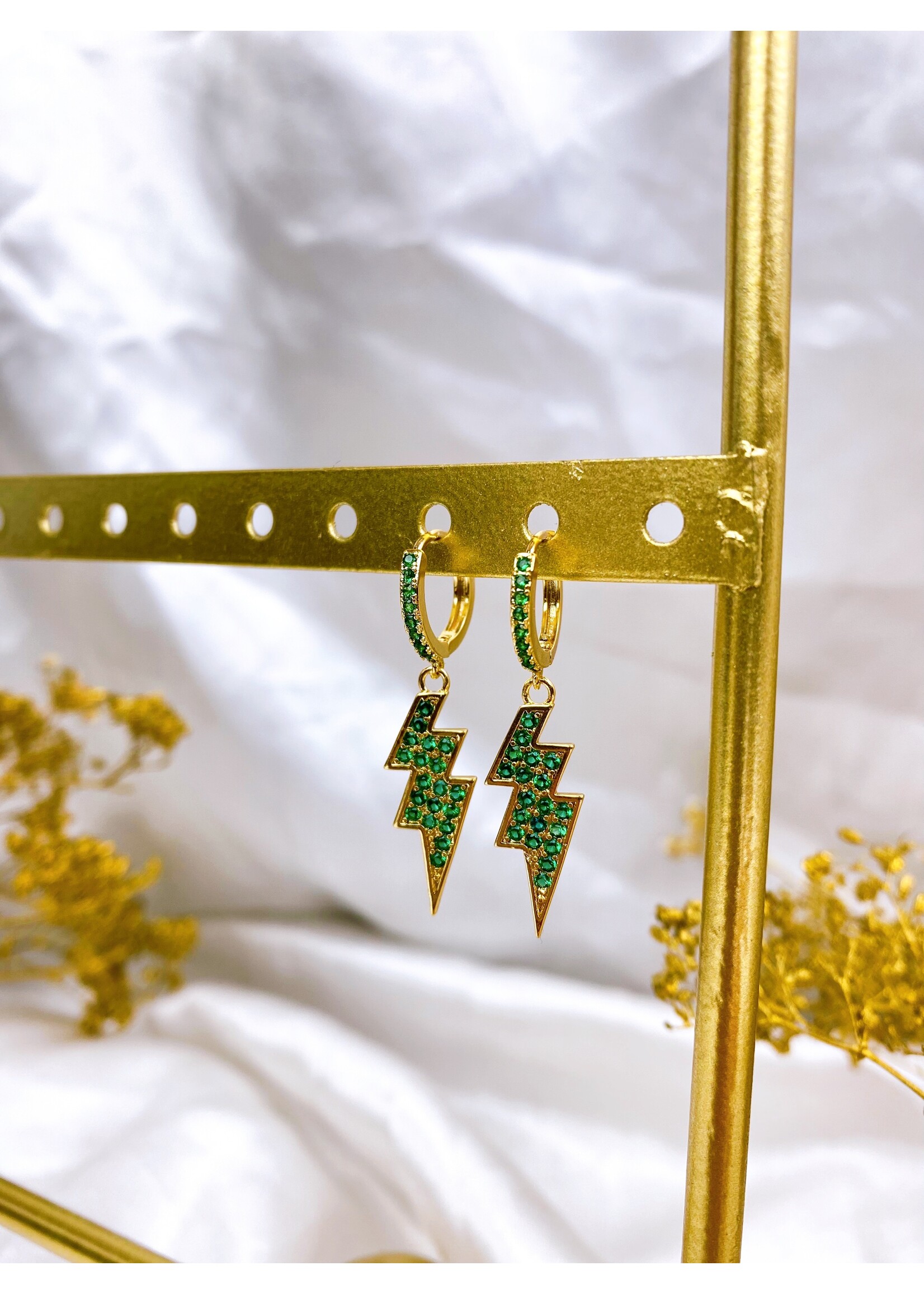 YOU ARE SPECIAL "Lightning Green Glitter" Earrings