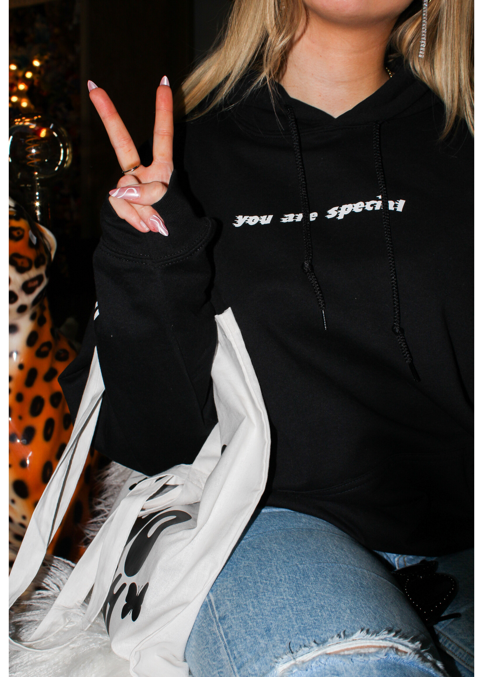 YOU ARE SPECIAL “Outline Flame” Black Hoodie