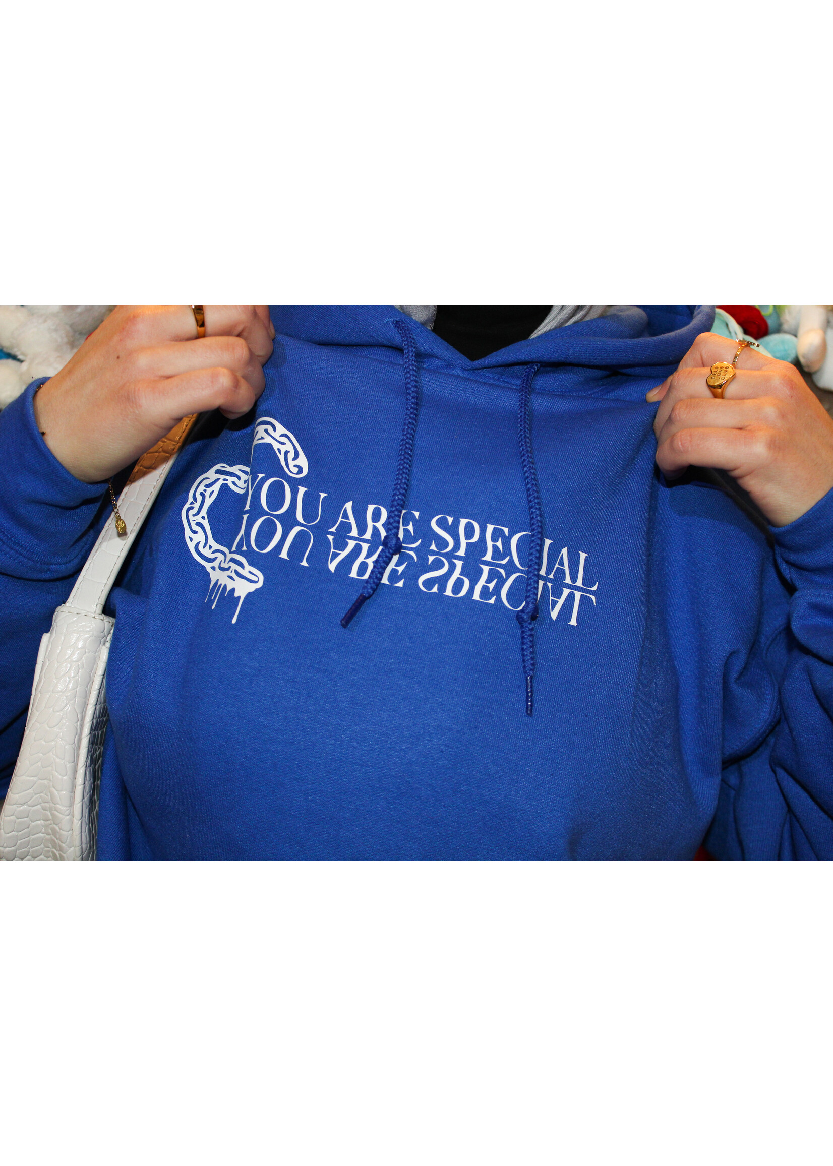 YOU ARE SPECIAL "White Dripping Butterfly" Kobalt Blue Hoodie