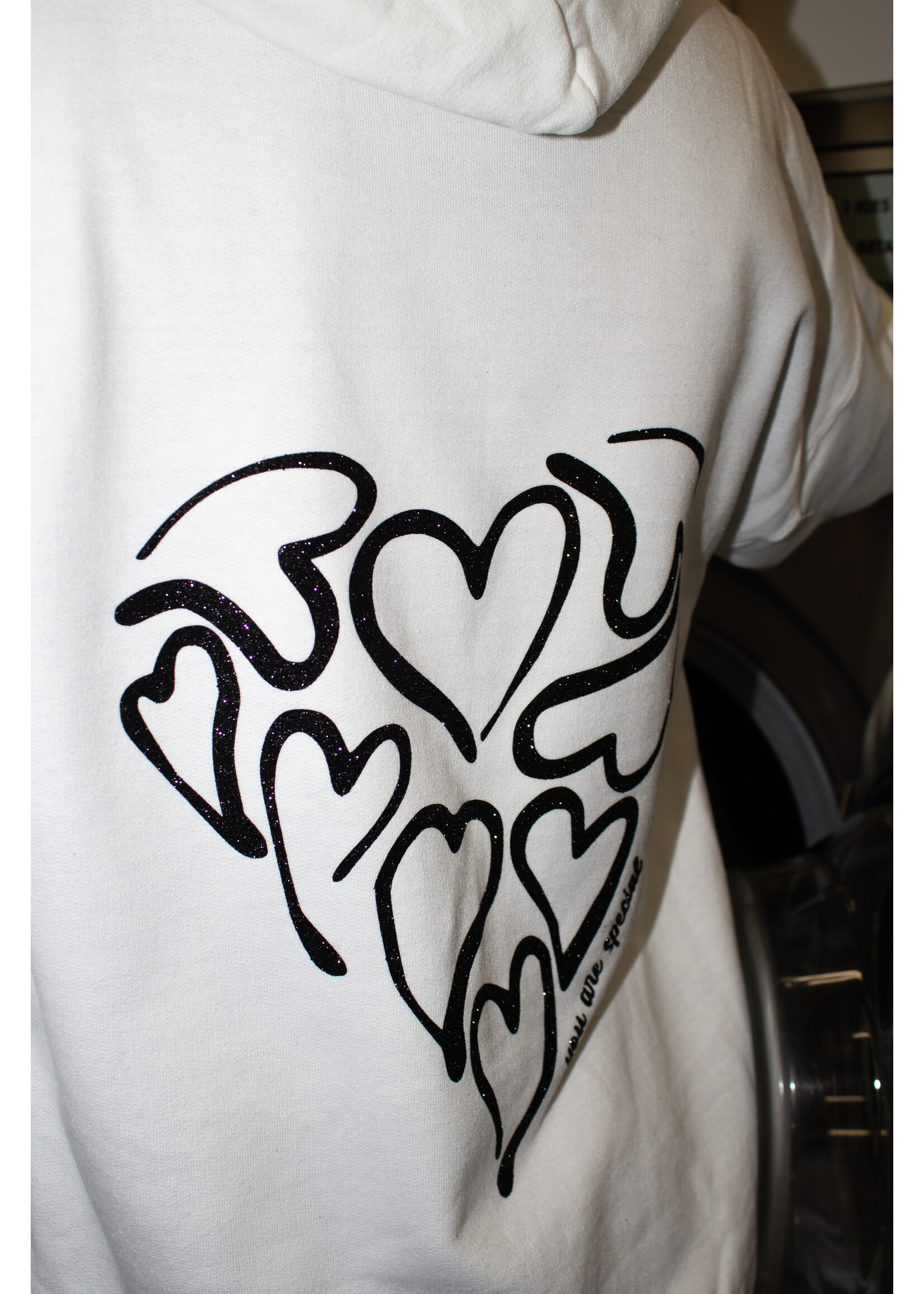 YOU ARE SPECIAL "Glitter Heart" White Hoodie