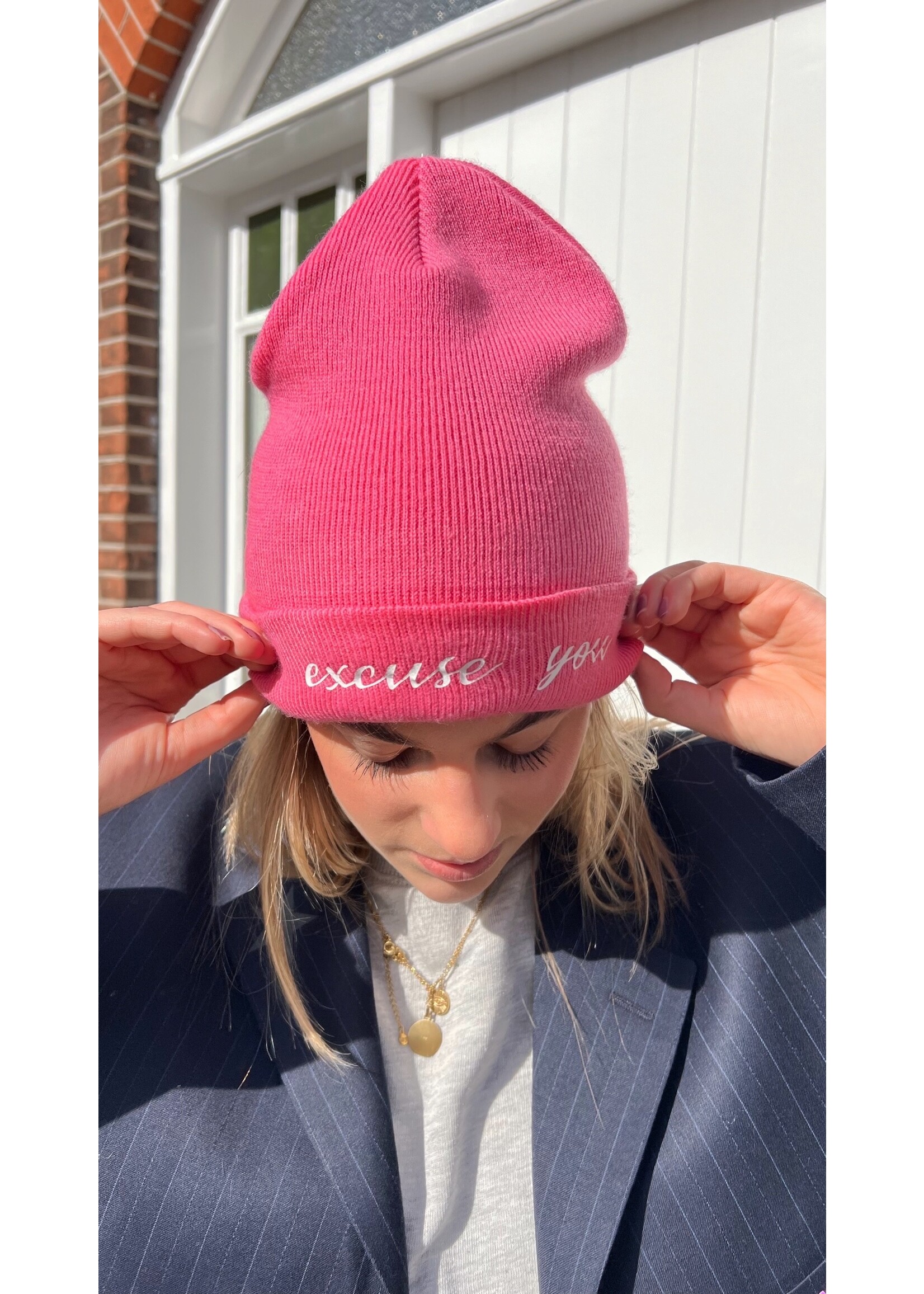 Pink beanie cheap