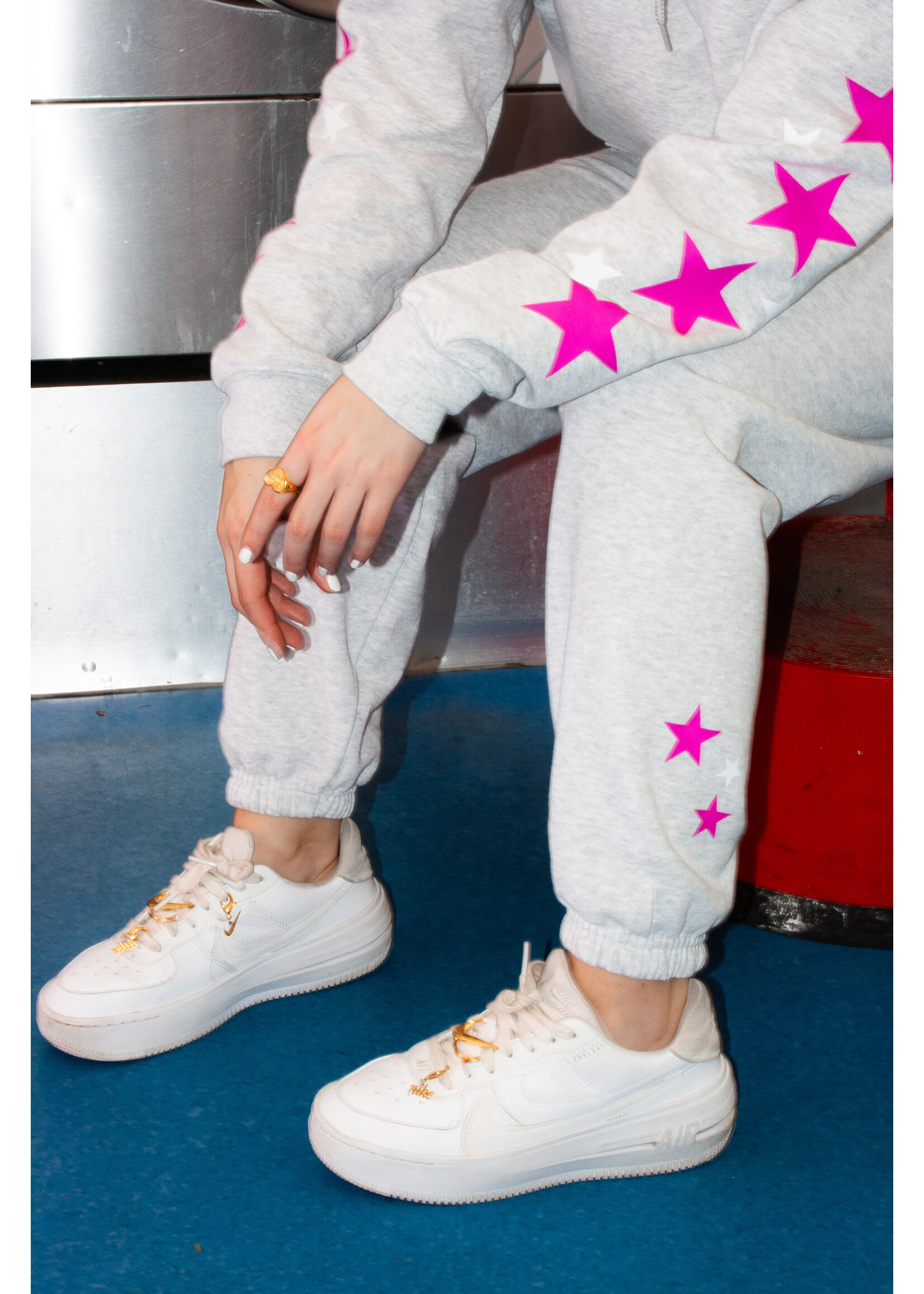 YOU ARE SPECIAL "Dark Pink Stars" Grey Tracksuit