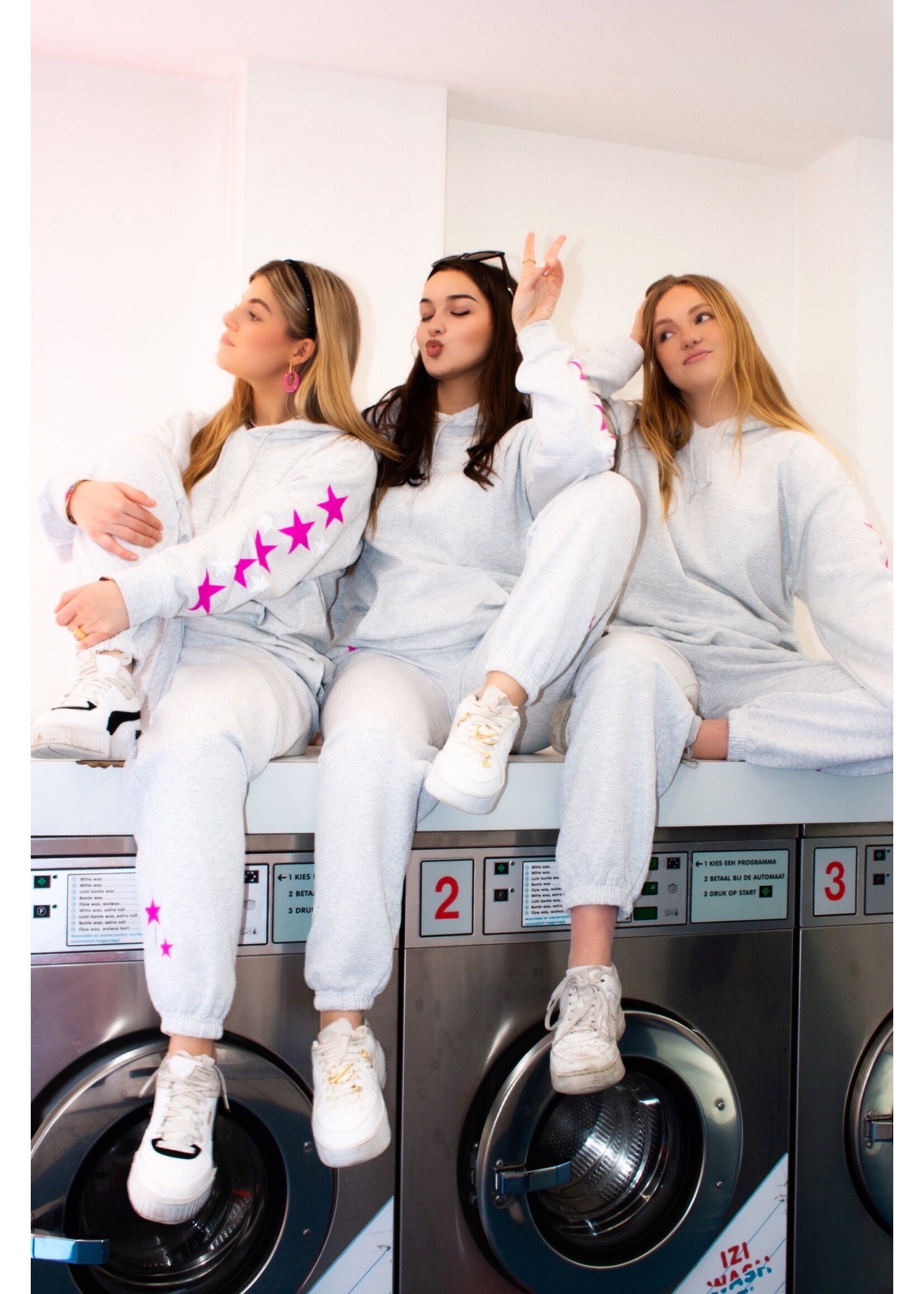 YOU ARE SPECIAL "Dark Pink Stars" Grey Tracksuit