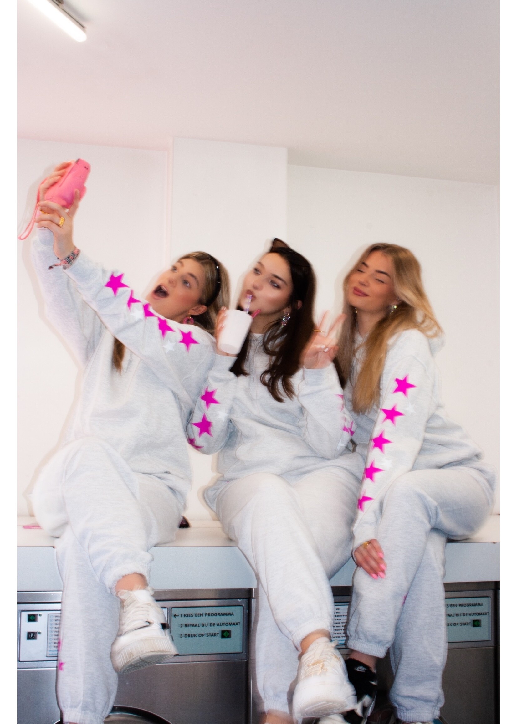 YOU ARE SPECIAL "Dark Pink Stars" Grey Tracksuit
